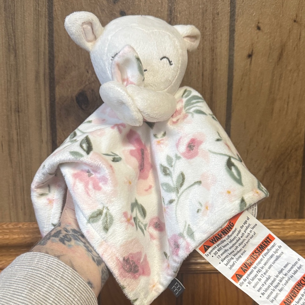 Floral Plush Elephant Security Blanket